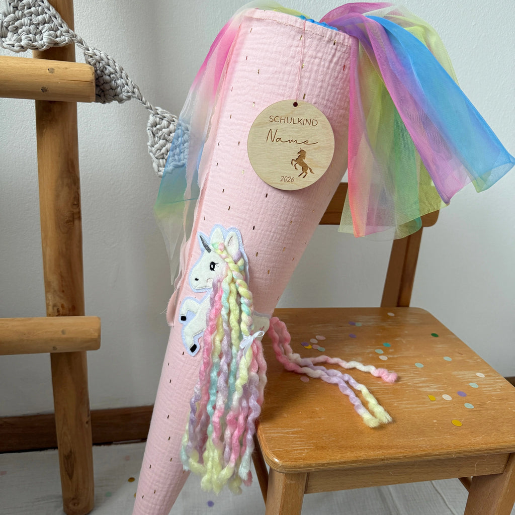 SCHULTÜTE EINHORN REGENBOGENFARBEN