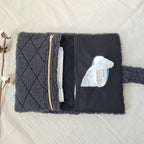 Windeltasche Teddyfell schwarz rauten