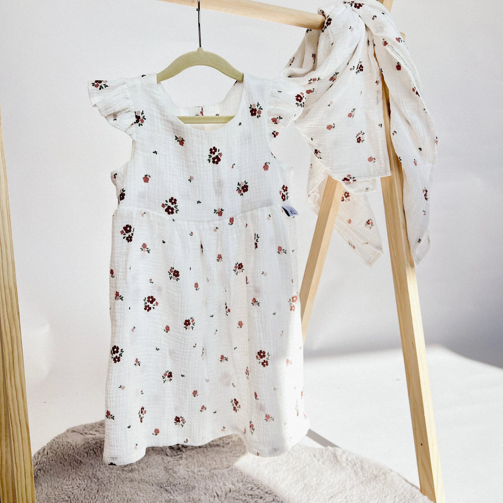 Kleid Baumwoll-Musselin rosa Blüte