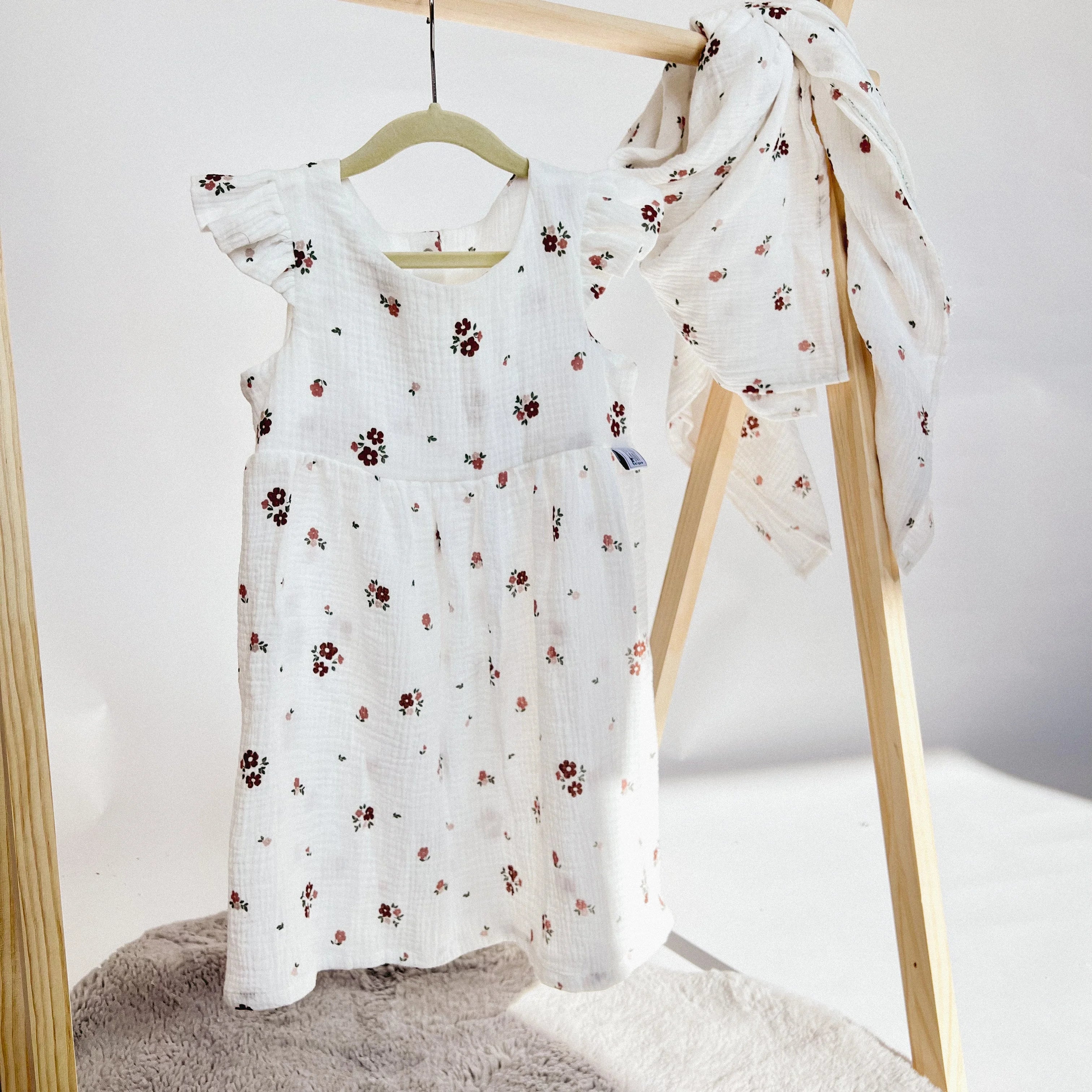 Kleid Baumwoll-Musselin rosa Blüte