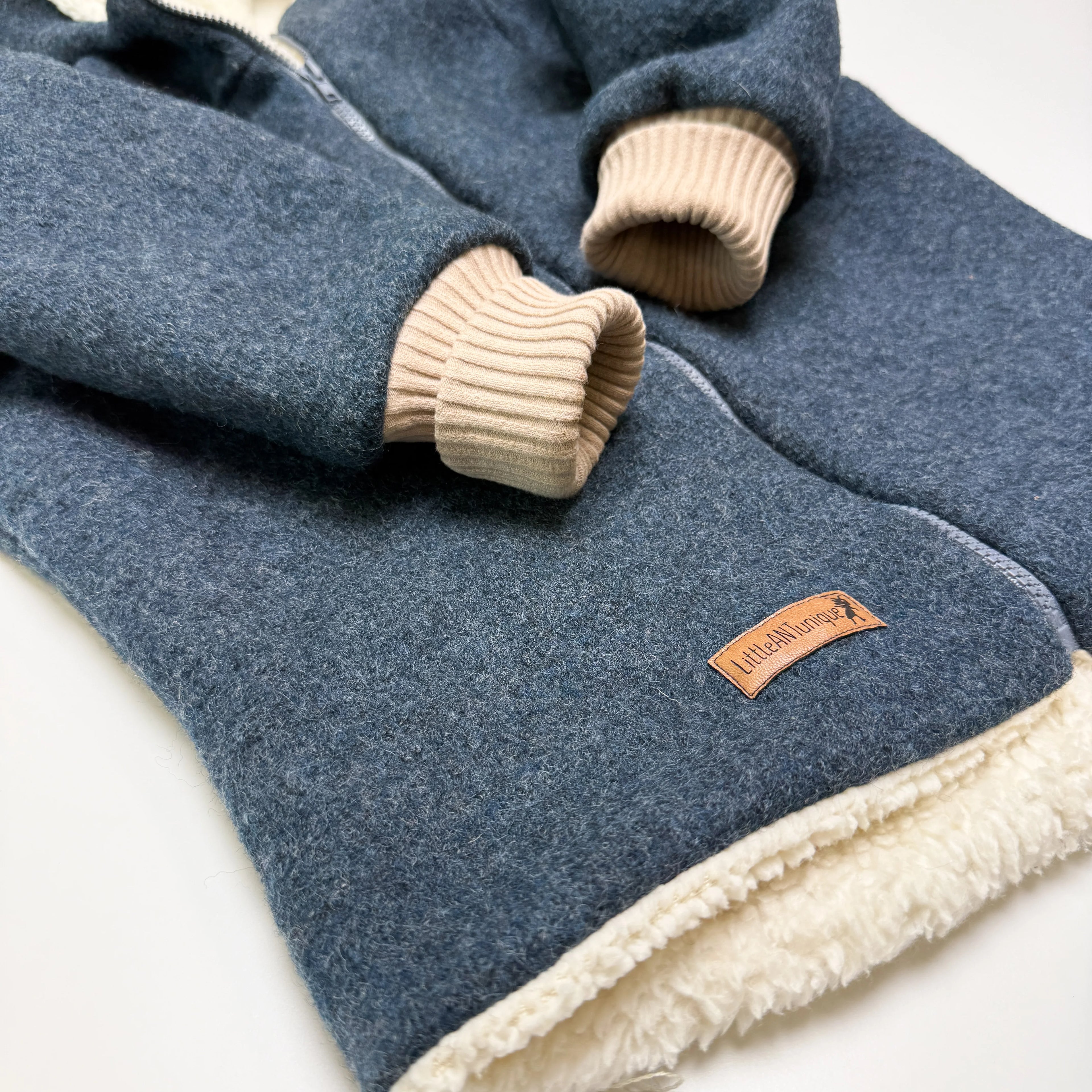 Walkjacke, Wintermantel petrol/ innen mit kuscheligem Teddystoff