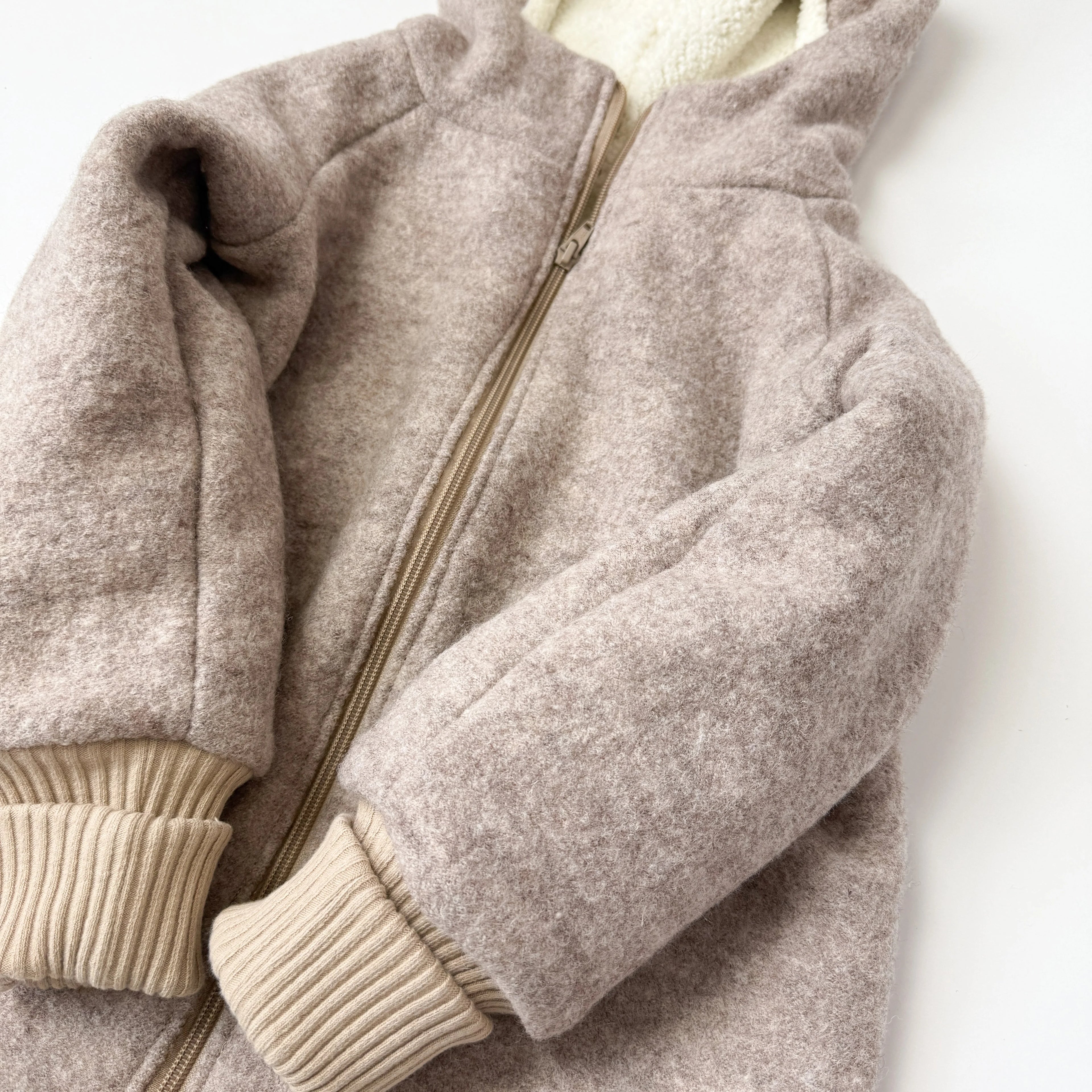 Walkjacke, Wintermantel beige / innen mit Teddystoff I Reißverschluss