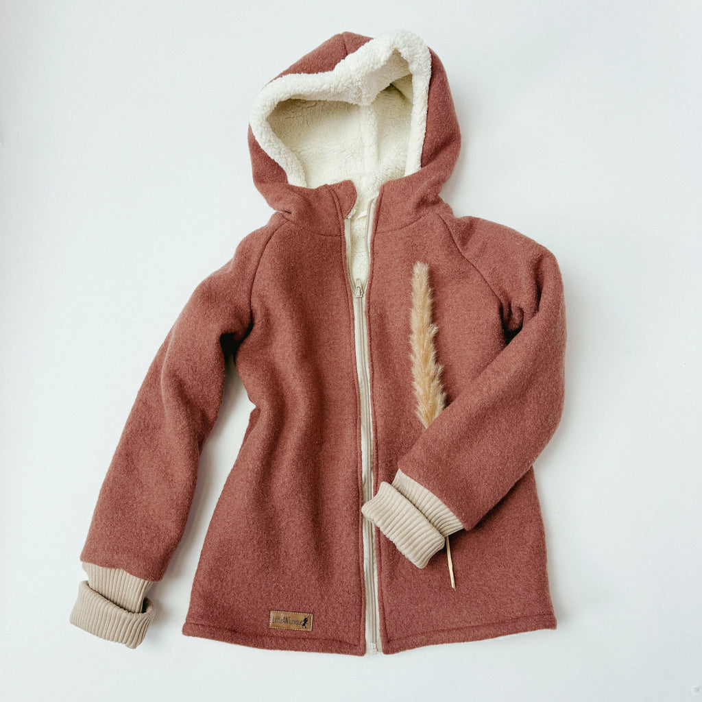 Walkjacke, Wintermantel lehmrosa / innen mit Teddystoff I Reißverschluss