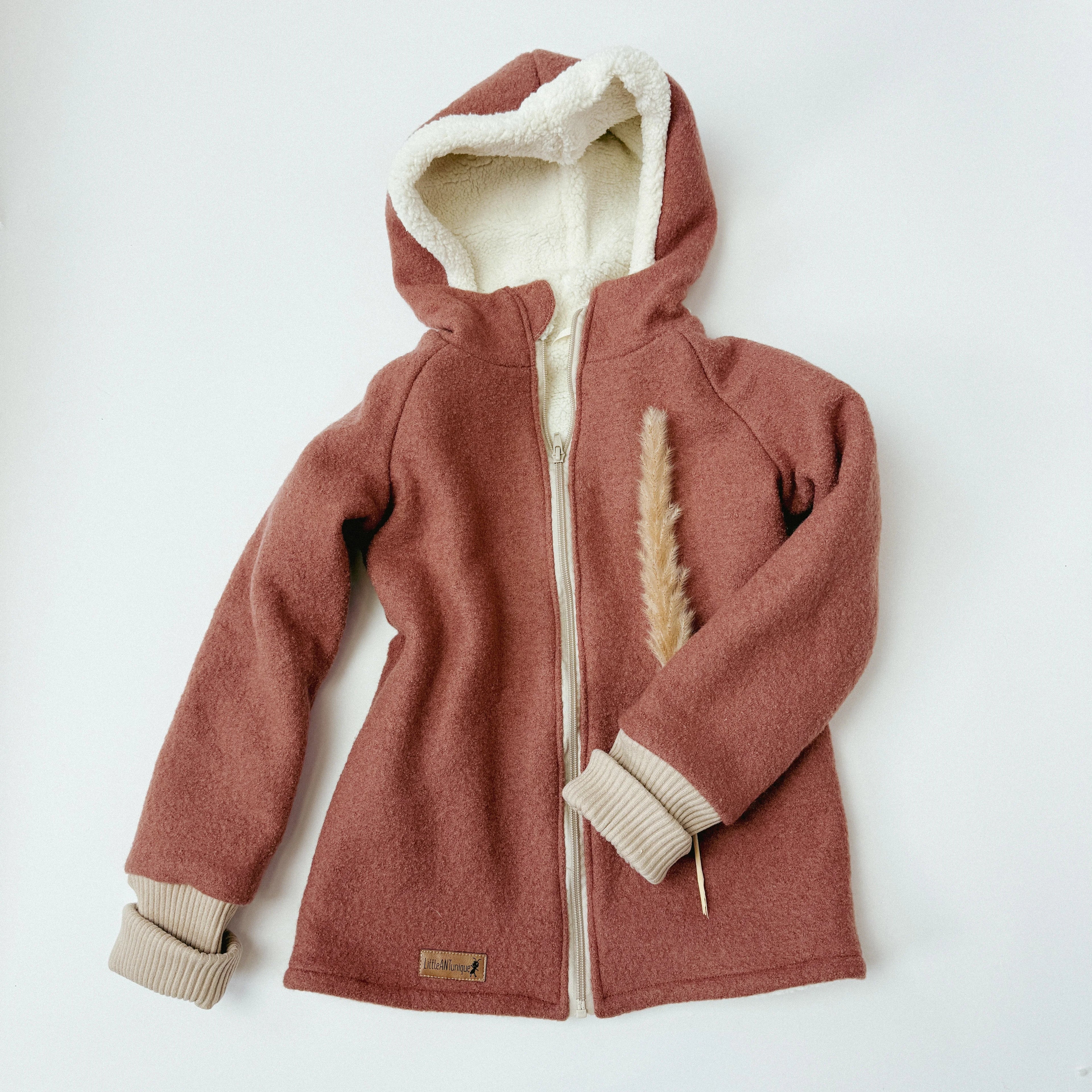 Walkjacke, Wintermantel lehmrosa / innen mit Teddystoff I Reißverschluss