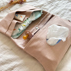 Wickeltasche Windeltasche XL aus Leinen in altrosa, beige, grau und jeans