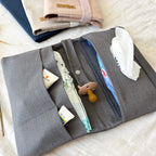 Wickeltasche Windeltasche XL aus Leinen in altrosa, beige, grau und jeans