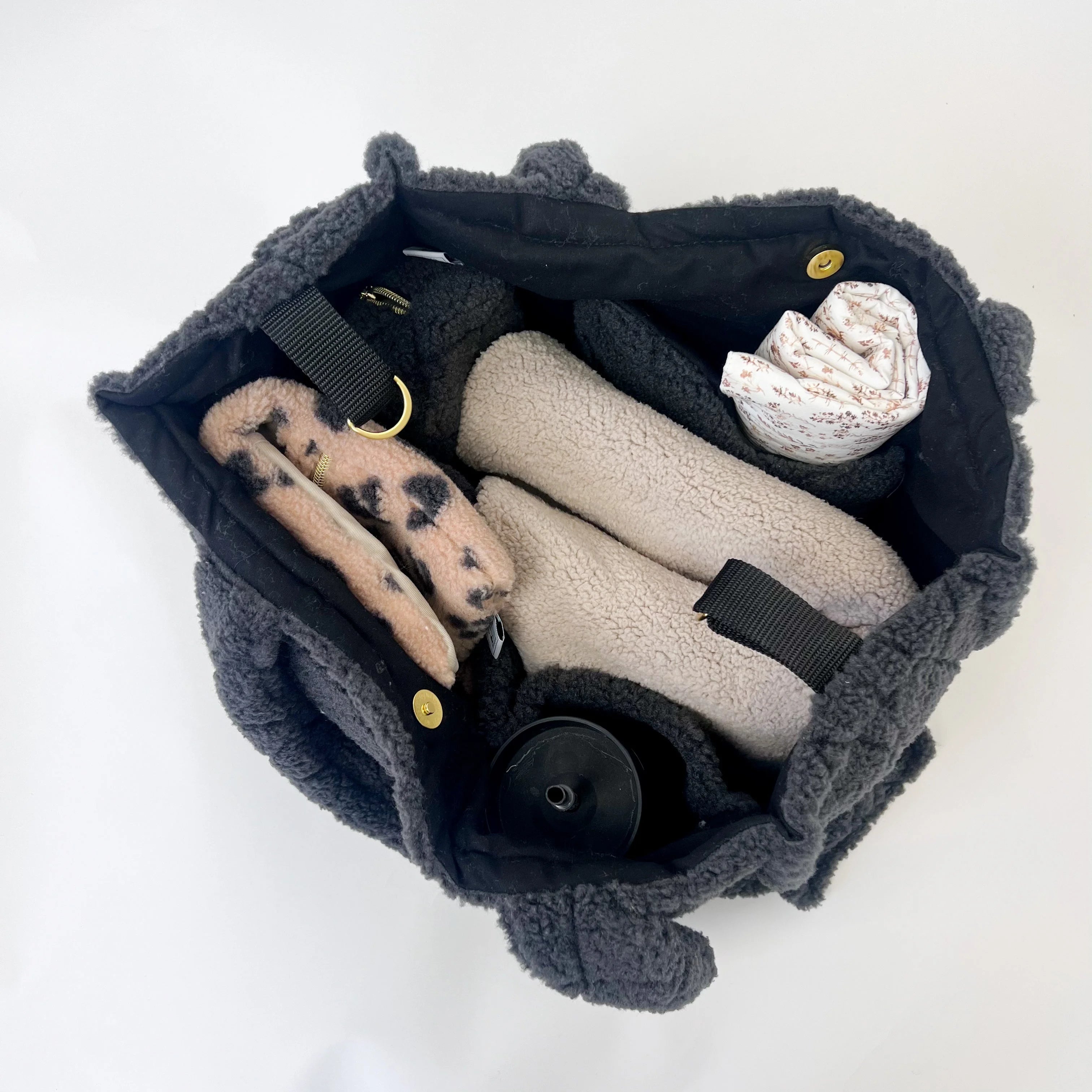 Wickeltasche I Shopper I Teddy schwarz I Mommy Bag