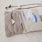 Wickeltasche Windeltasche Teddyfell beige rauten