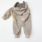 Walkoverall, Winteroverall in taupe/ innen Federn oder leo