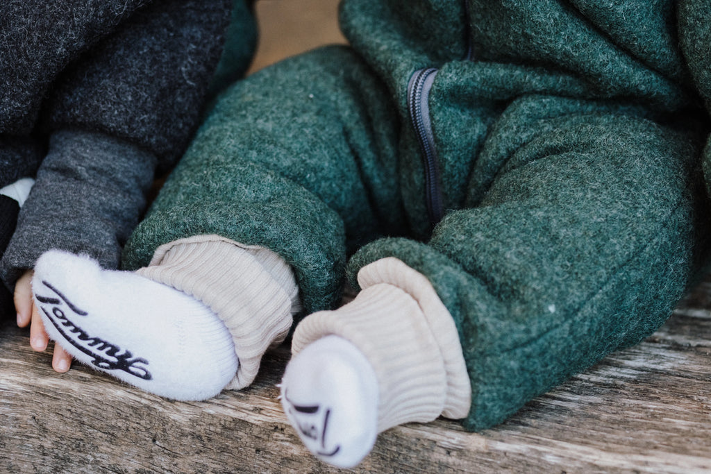 Walkoverall, Winteroverall in grün mit Teddystoff gefüttert