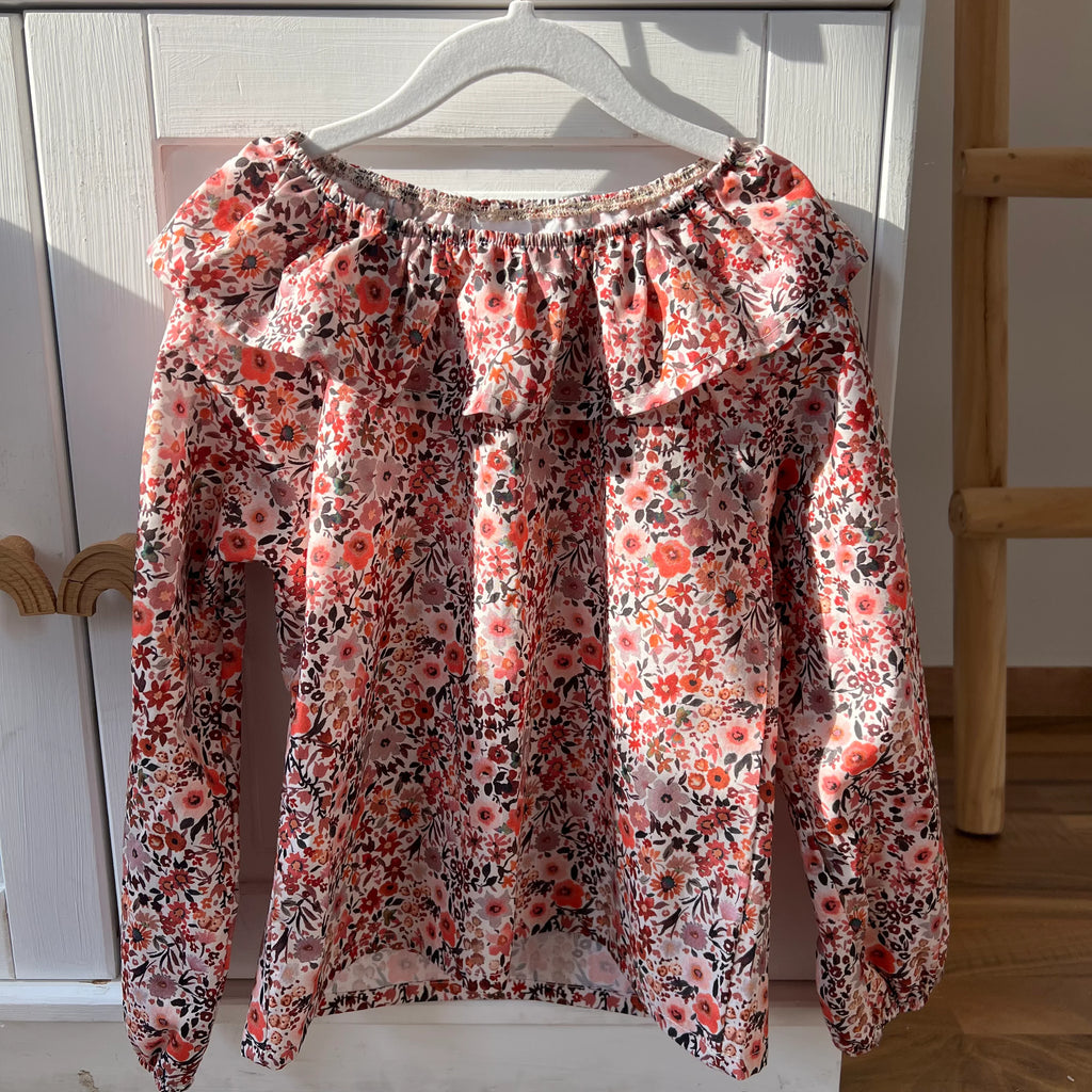 Bluse 100% Baumwolle Flowers coral