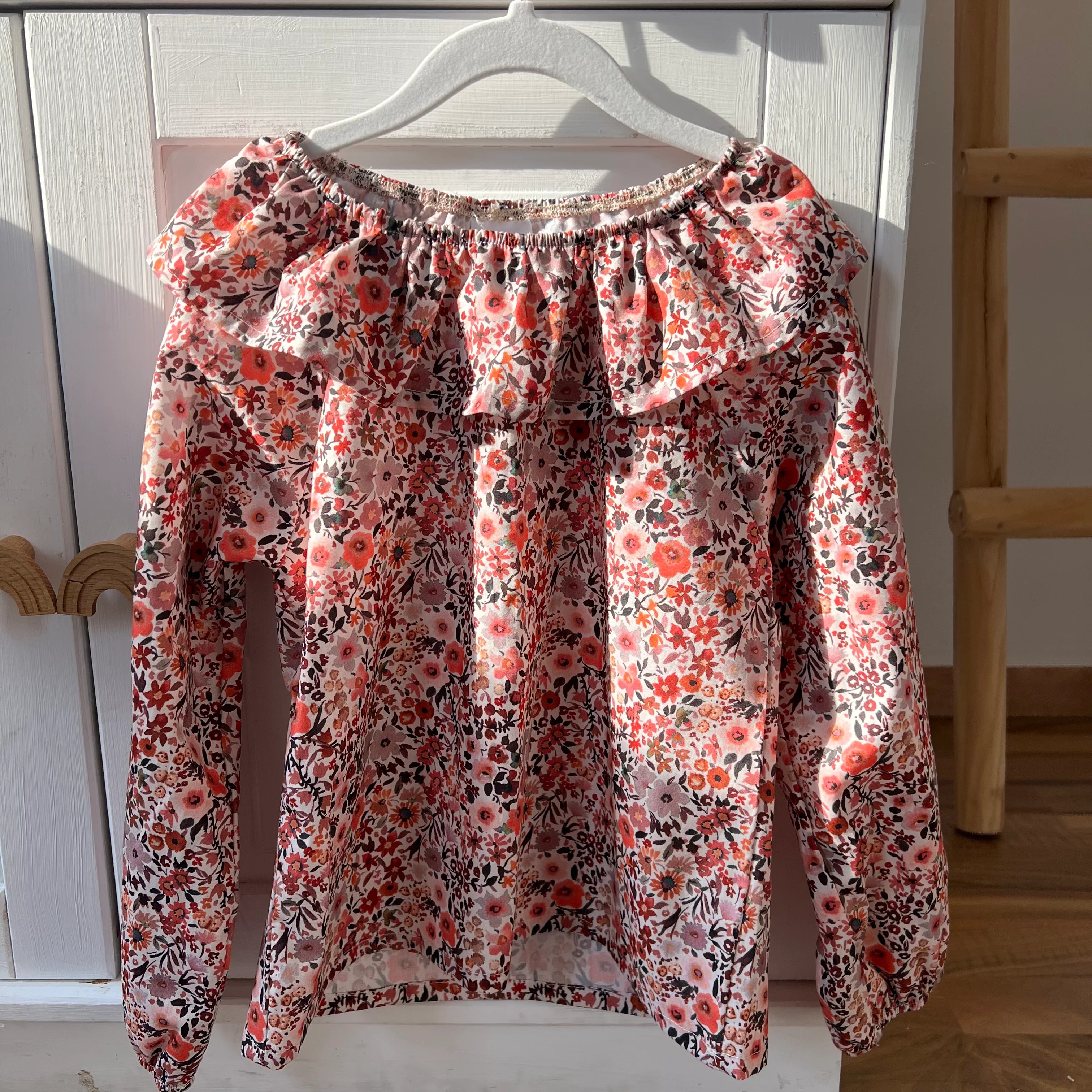 Bluse 100% Baumwolle Flowers coral