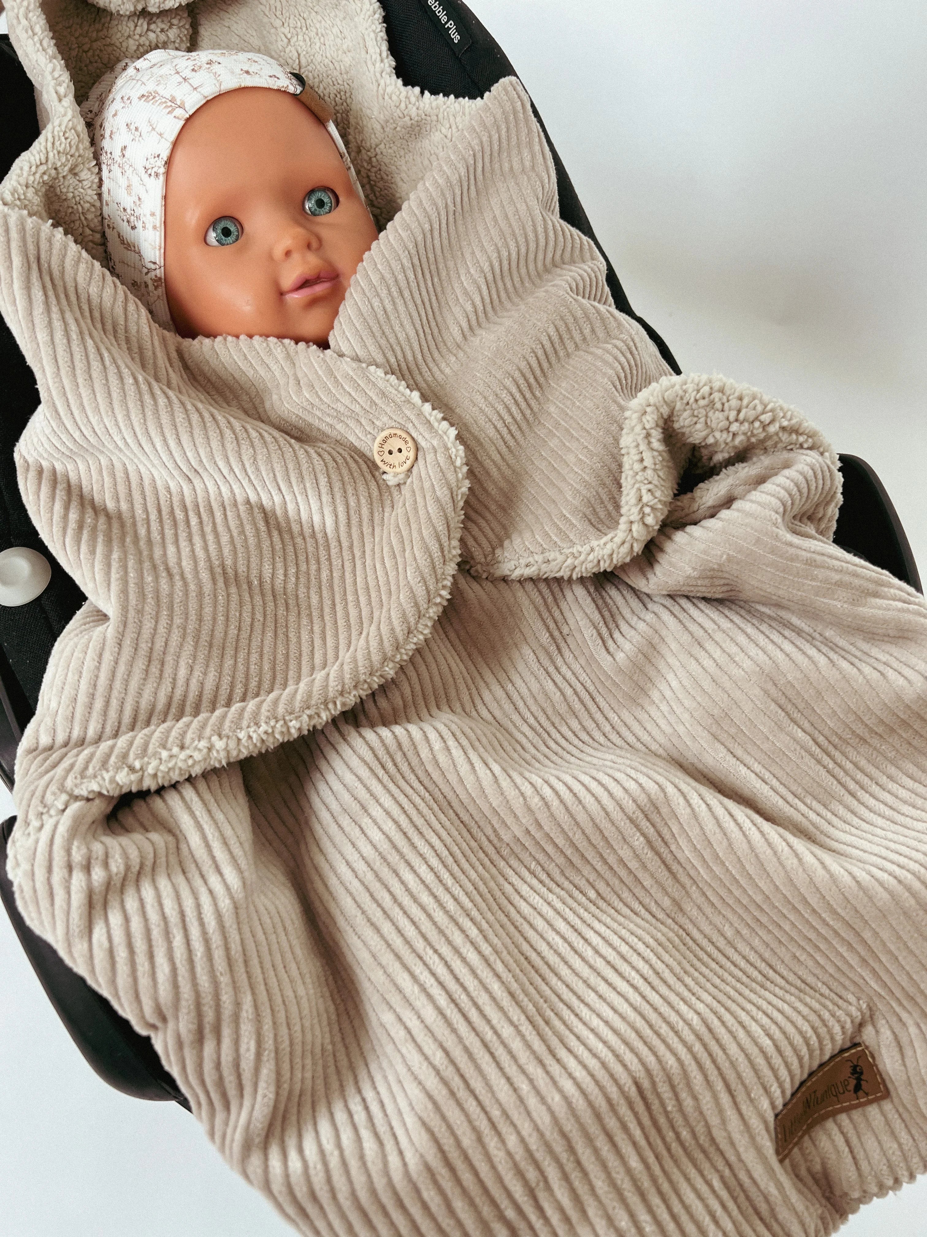 Einschlagdecke Cord/Teddy beige
