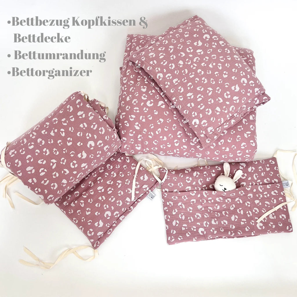 Bettwäsche, Bettbezug Musselin für Kinder & Erwachsene Rosa Leoprint