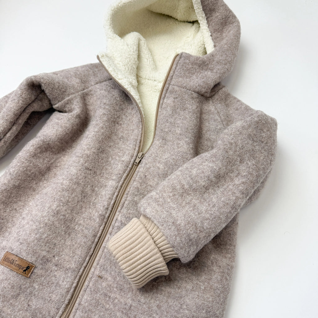 Walkjacke, Wintermantel beige / innen mit Teddystoff I Reißverschluss