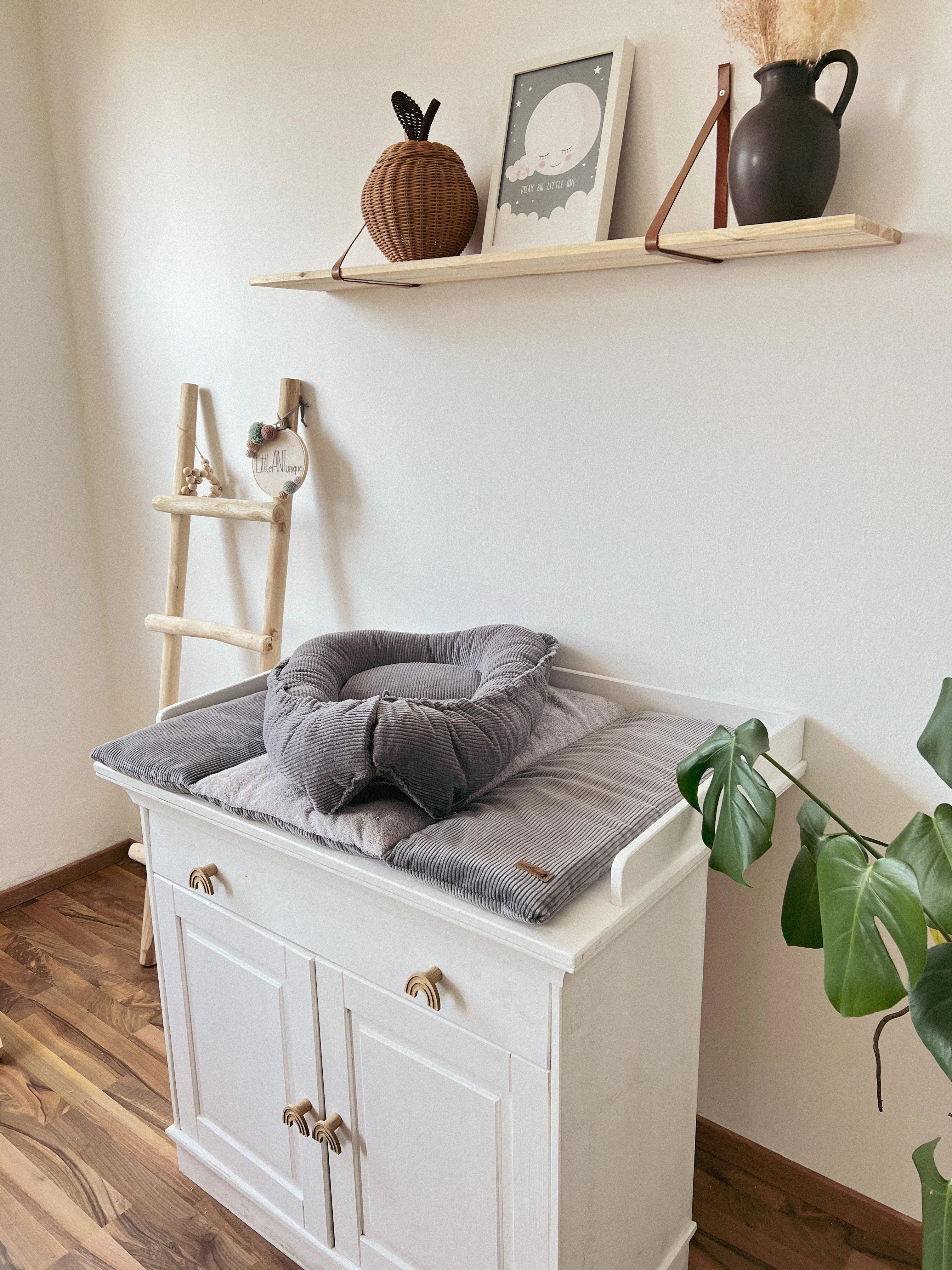 WICKELTISCHAUFLAGE CORD GRAU