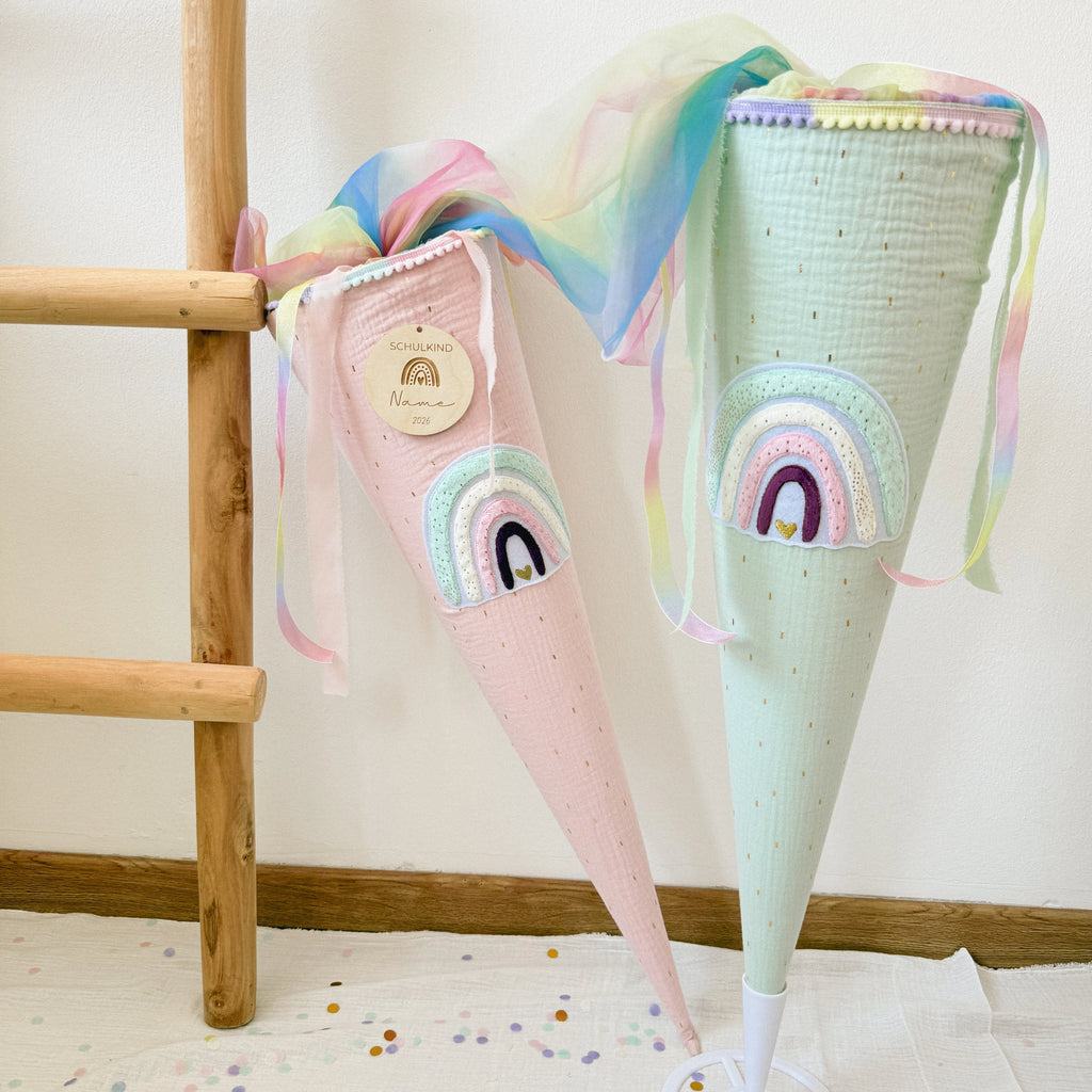 SCHULTÜTE MINT GLITZER RAINBOW