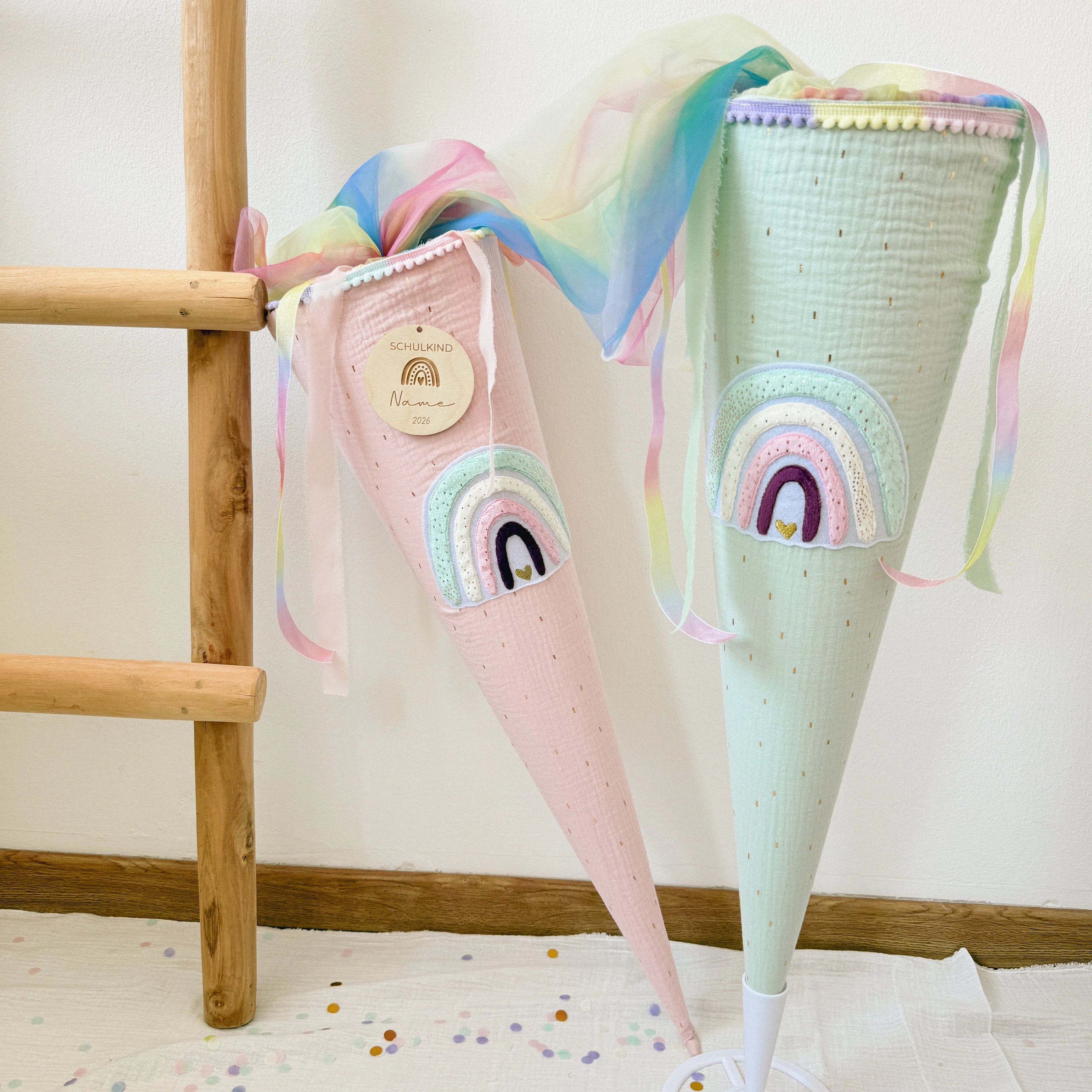 SCHULTÜTE MINT GLITZER RAINBOW