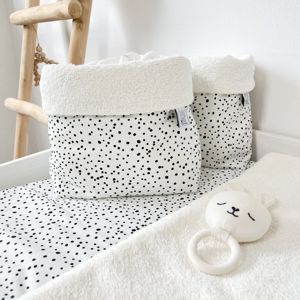 Utensilo Punkte/Dots mit Frottee weiß