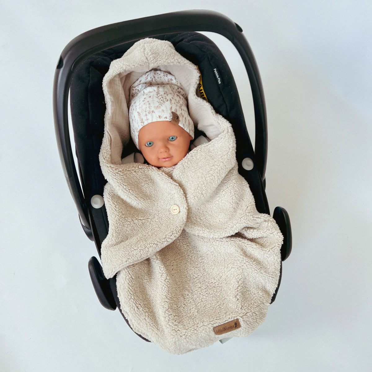 Einschlagdecke Teddy/Musselin beige