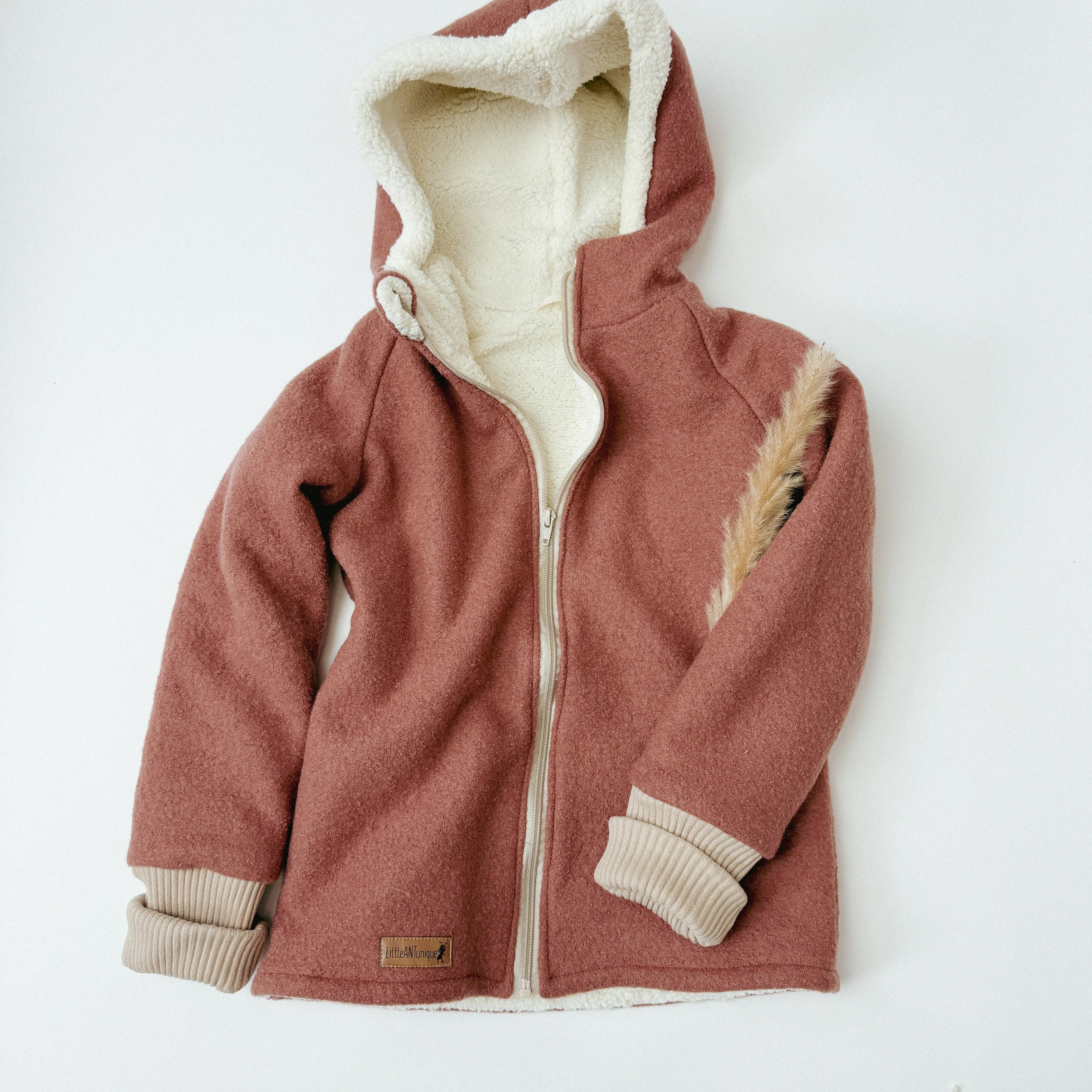 Walkjacke, Wintermantel lehmrosa / innen mit Teddystoff I Reißverschluss