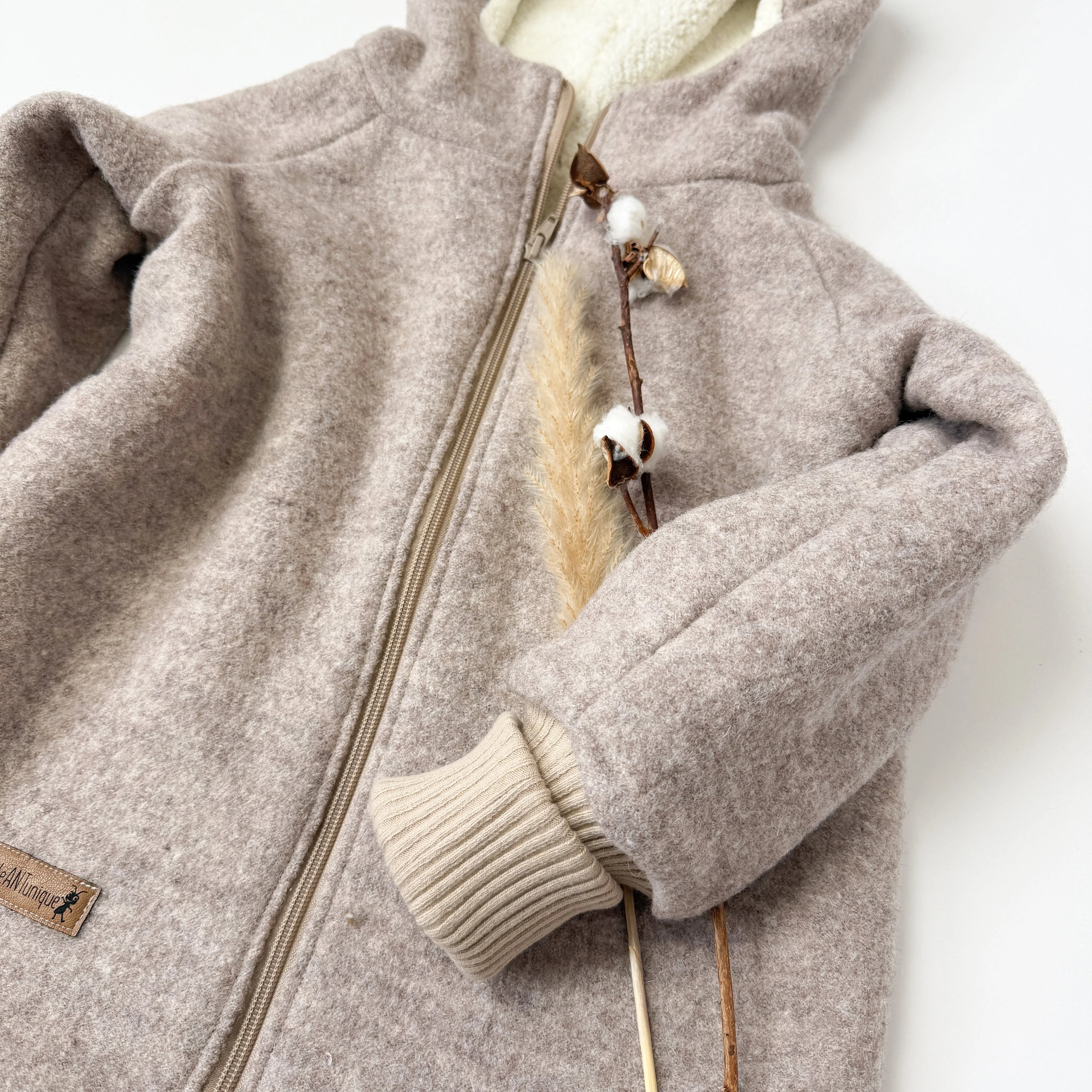 Walkjacke, Wintermantel beige / innen mit Teddystoff I Reißverschluss