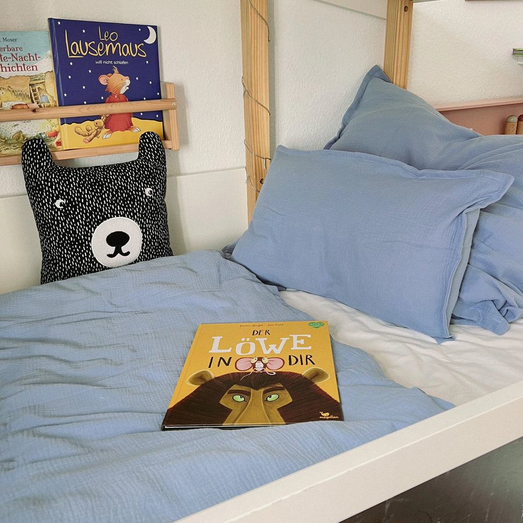 Bettwäsche, Bettbezug Musselin himmelblau für Kinder & Erwachsene