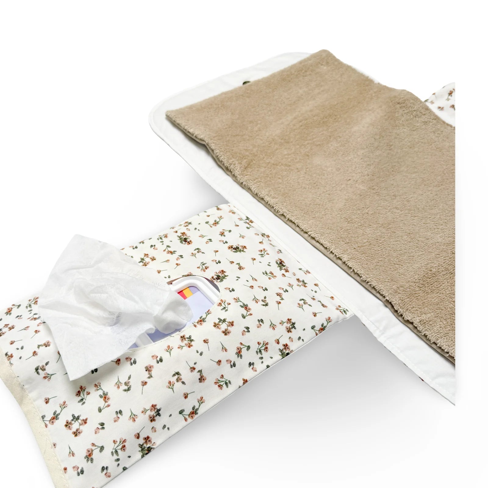 Wickelunterlage & Windeltasche 2in1 für unterwegs I Flowers
