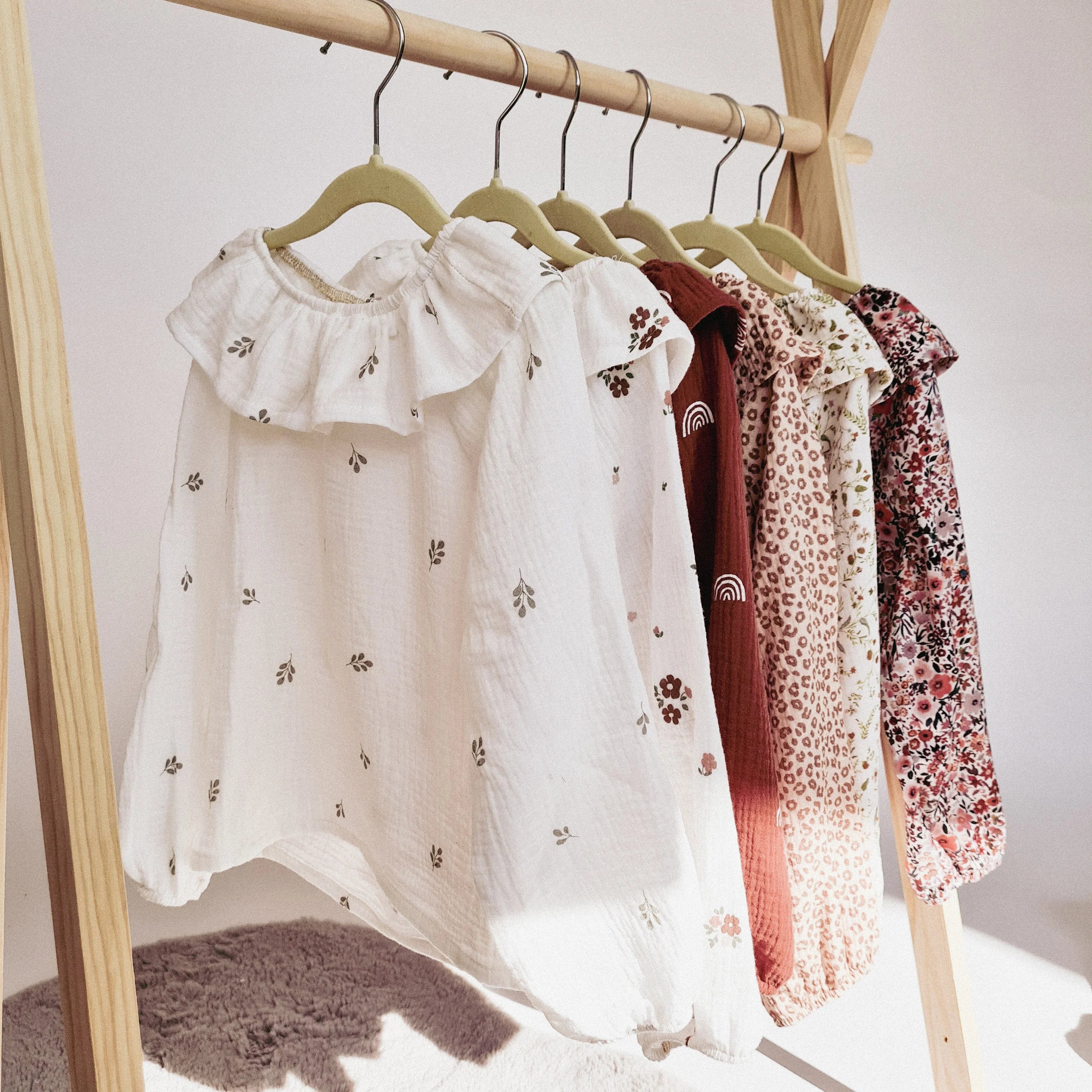 Bluse Baumwoll-Musselin Blüten rosa