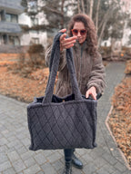 Wickeltasche I Shopper I Teddy schwarz I Mommy Bag