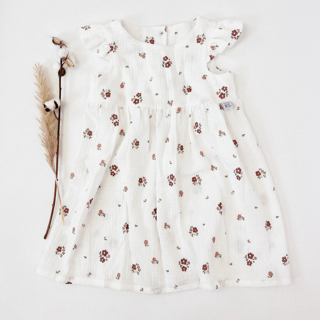 Kleid Baumwoll-Musselin rosa Blüte
