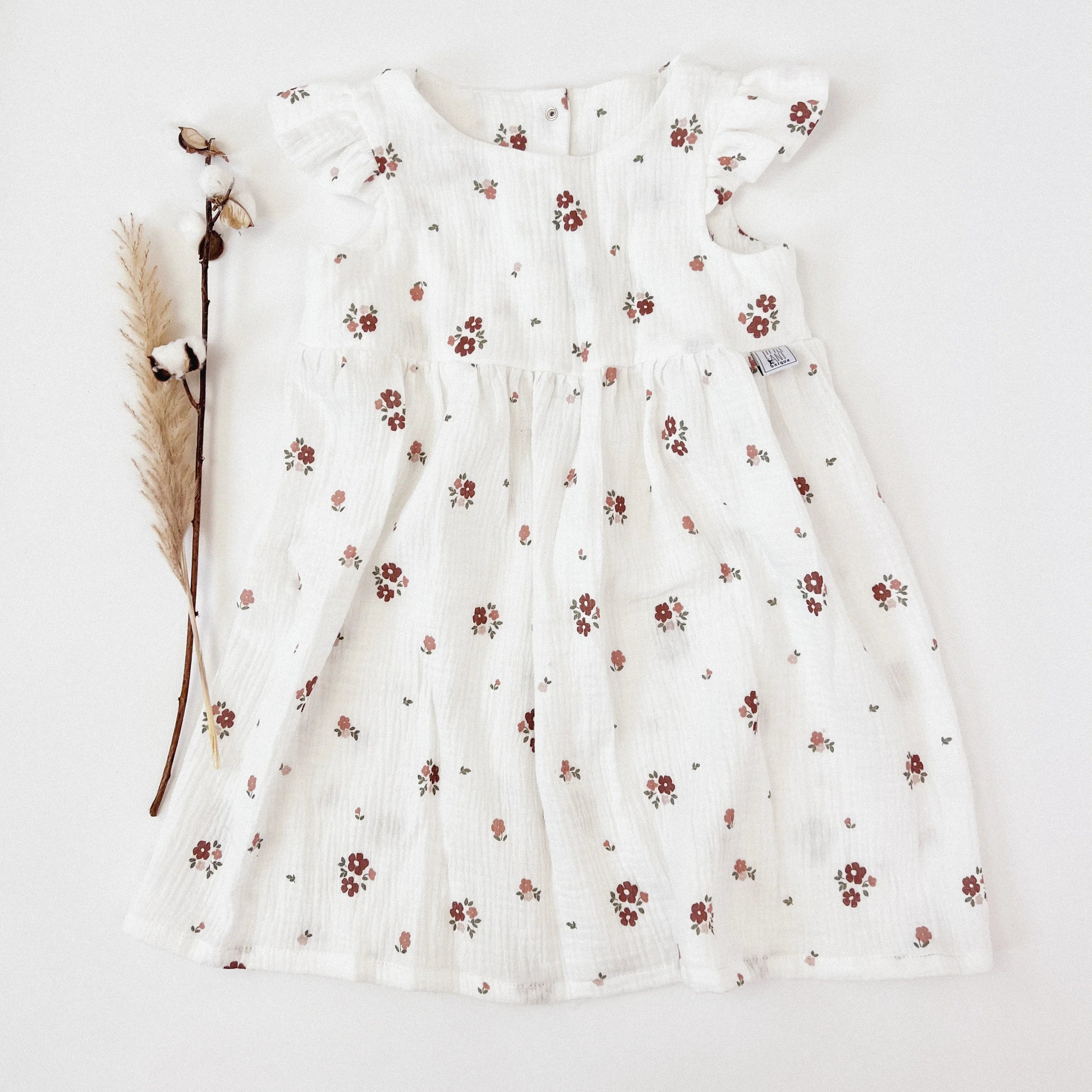 Kleid Baumwoll-Musselin rosa Blüte
