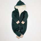 Walkoverall, Winteroverall in grün mit Teddystoff gefüttert