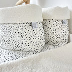 Utensilo Punkte/Dots mit Frottee weiß