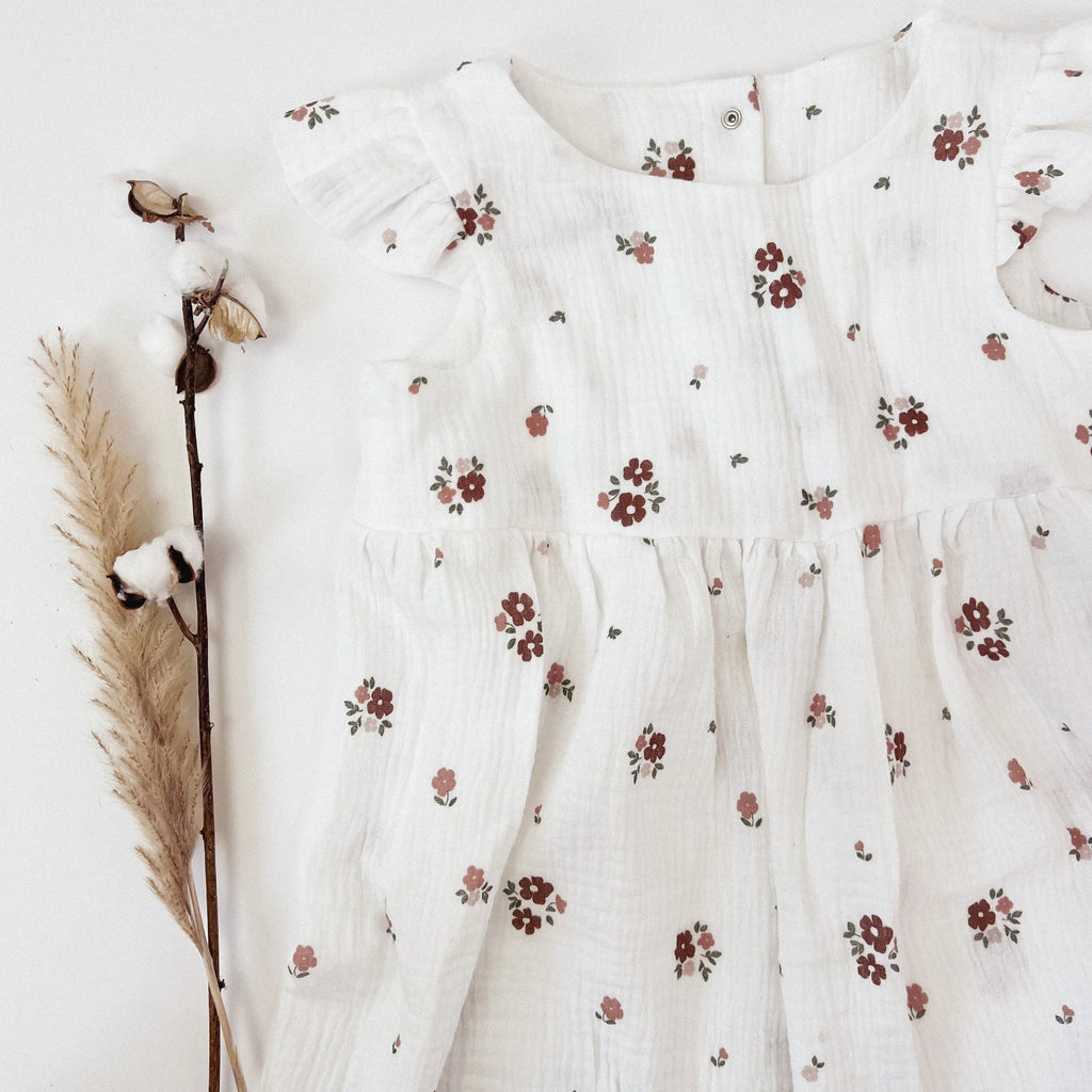 Kleid Baumwoll-Musselin rosa Blüte