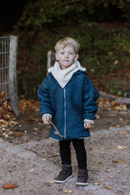 Walkjacke, Wintermantel petrol/ innen mit kuscheligem Teddystoff