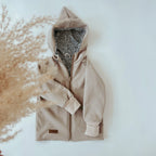 Jacke Softshelljacke Kinderjacke beige und innen leo oder gestreift