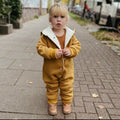 Walkoverall, Winteroverall ocker/ innen mit kuscheligem Teddystoff