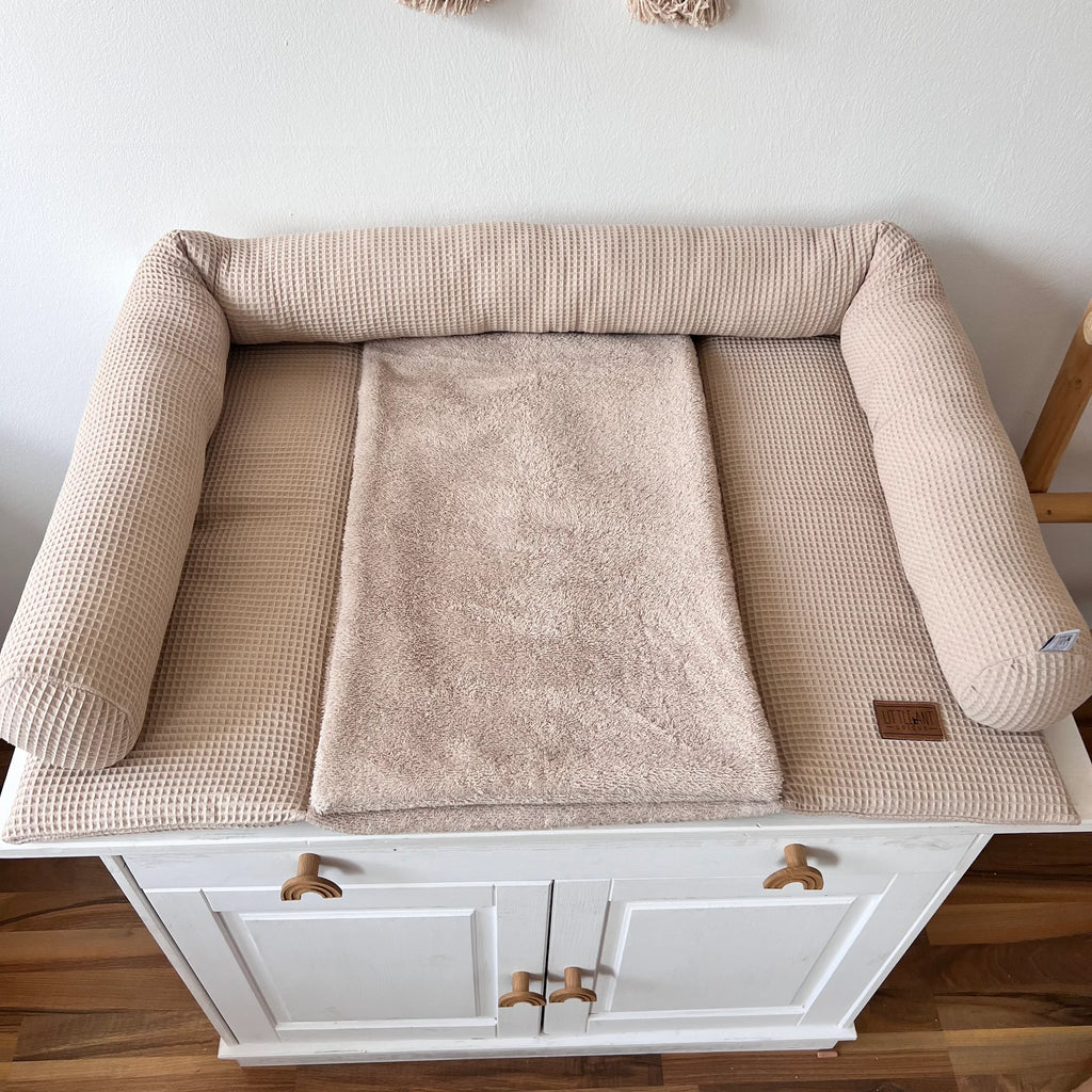 WICKELTISCHAUFLAGE WAFFELPIQUE BEIGE