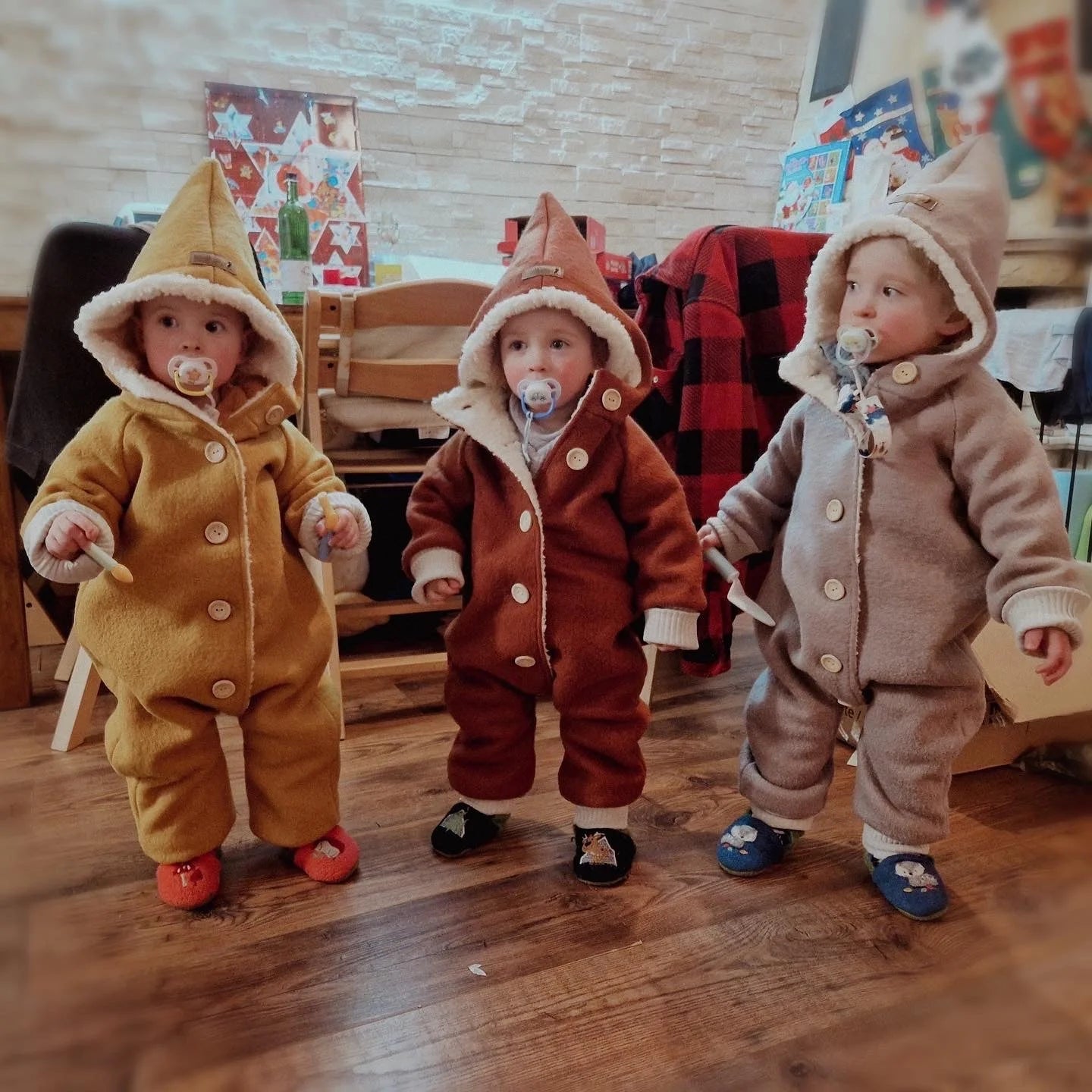 Walkoverall, Winteroverall ocker/ innen mit kuscheligem Teddystoff