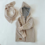 Jacke Softshelljacke Kinderjacke beige und innen leo oder gestreift