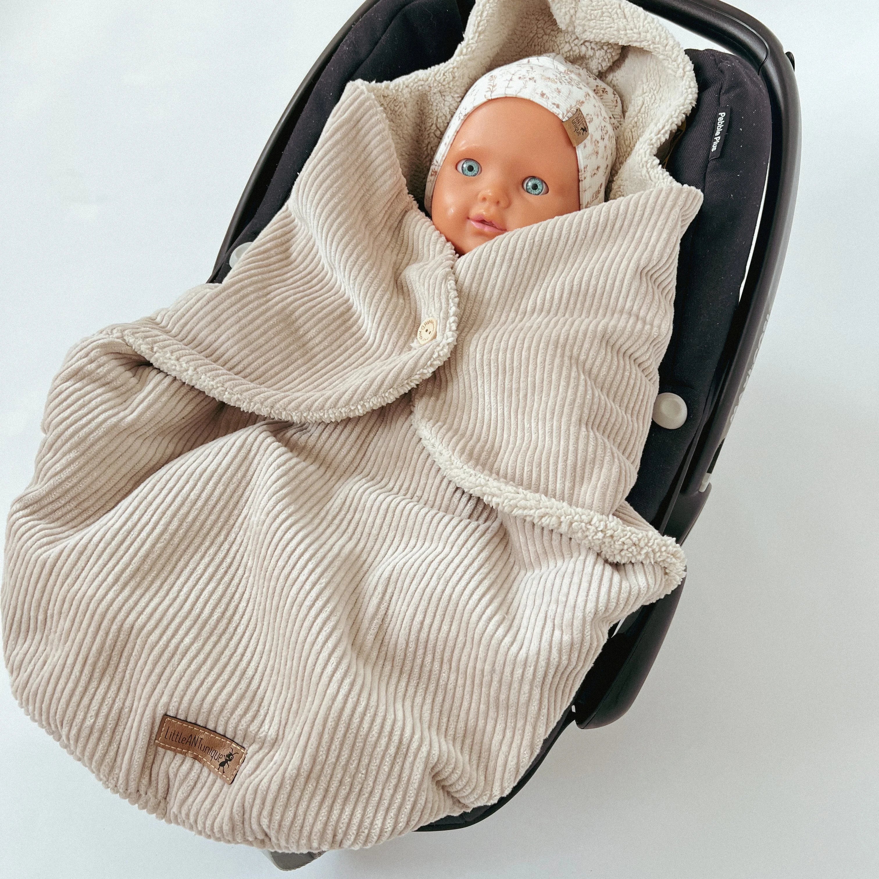 Einschlagdecke Cord/Teddy beige