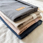 Wickeltasche Windeltasche XL aus Leinen in altrosa, beige, grau und jeans