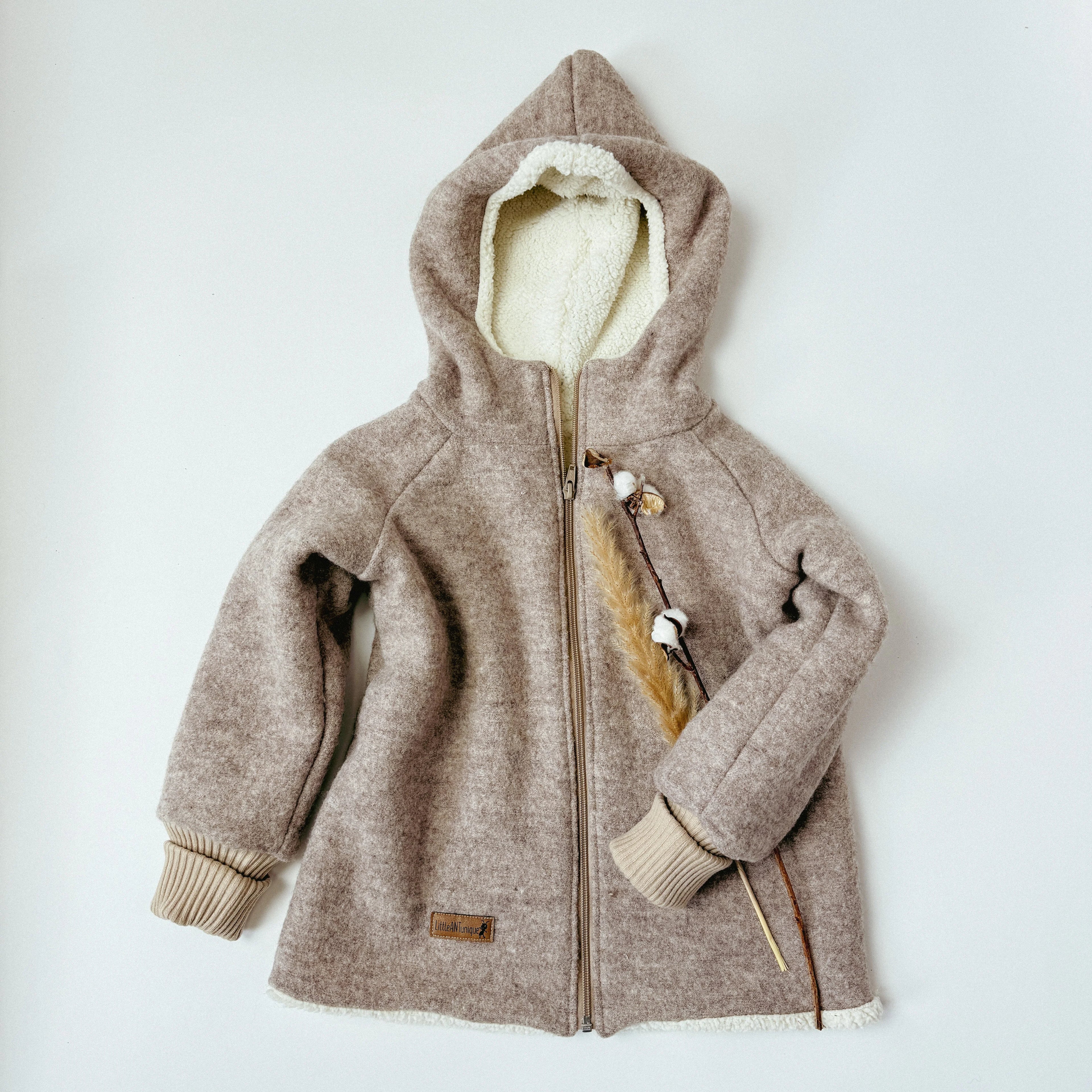 Walkjacke, Wintermantel beige / innen mit Teddystoff I Reißverschluss