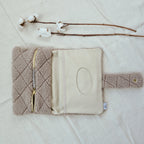 Wickeltasche Windeltasche Teddyfell beige rauten