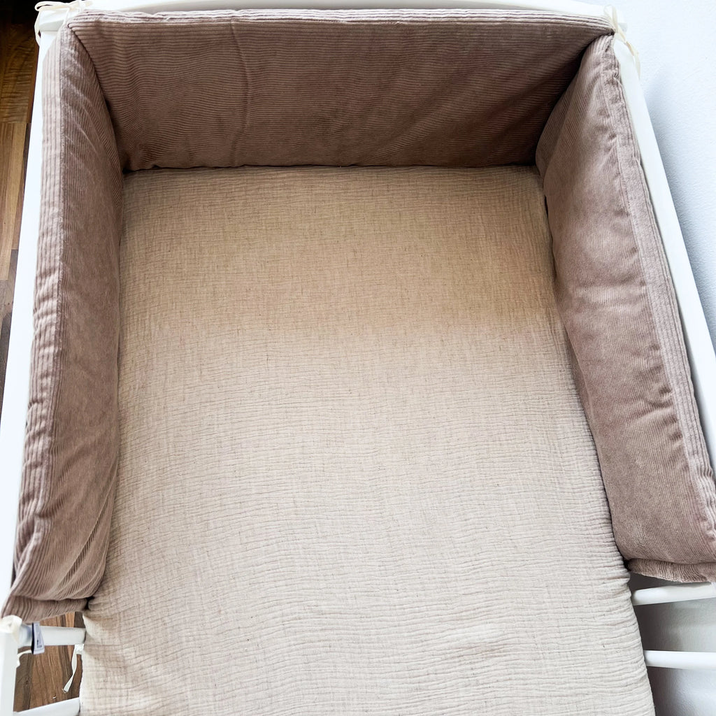 BABYBETTUMRANDUNG CORD TAUPE