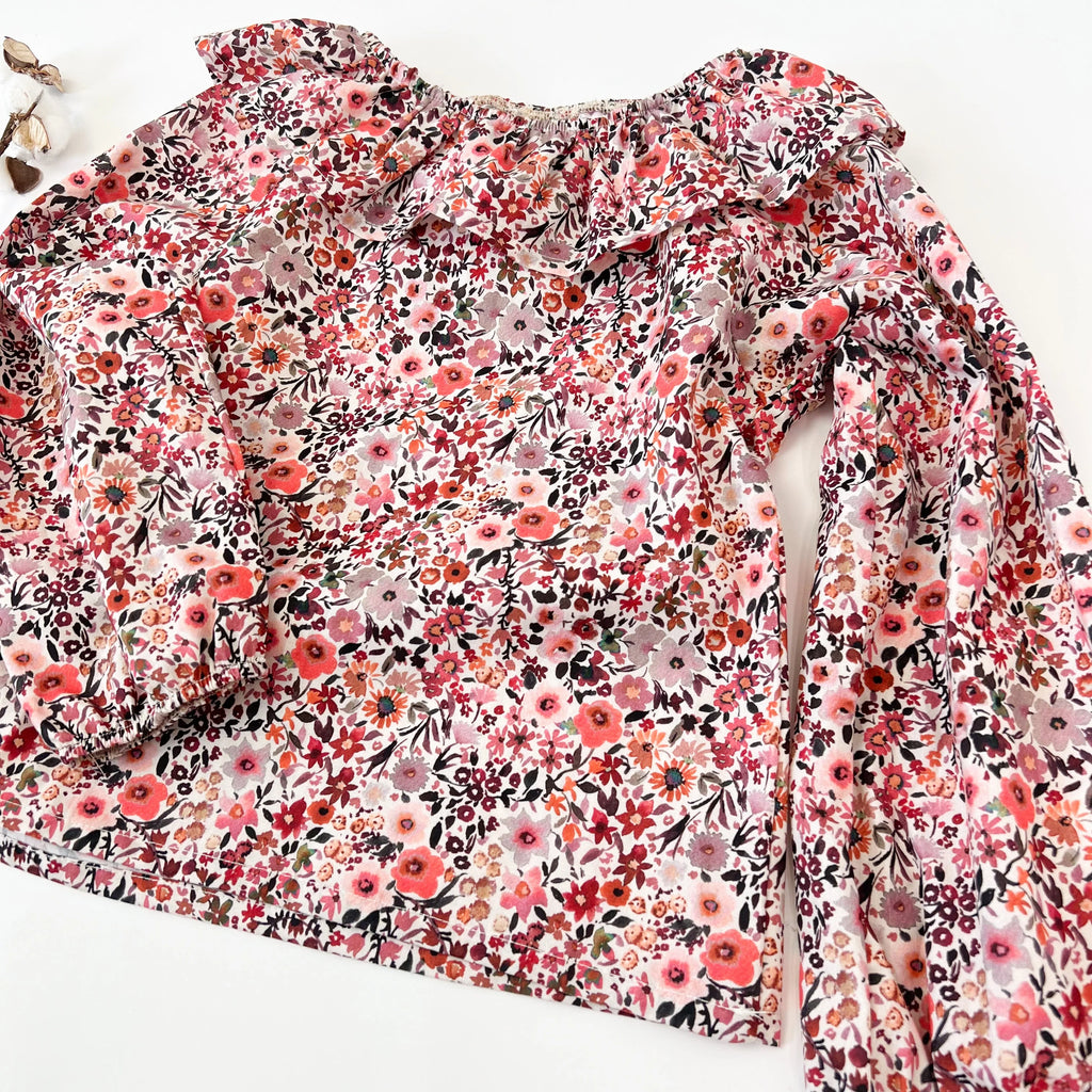 Bluse 100% Baumwolle Flowers coral