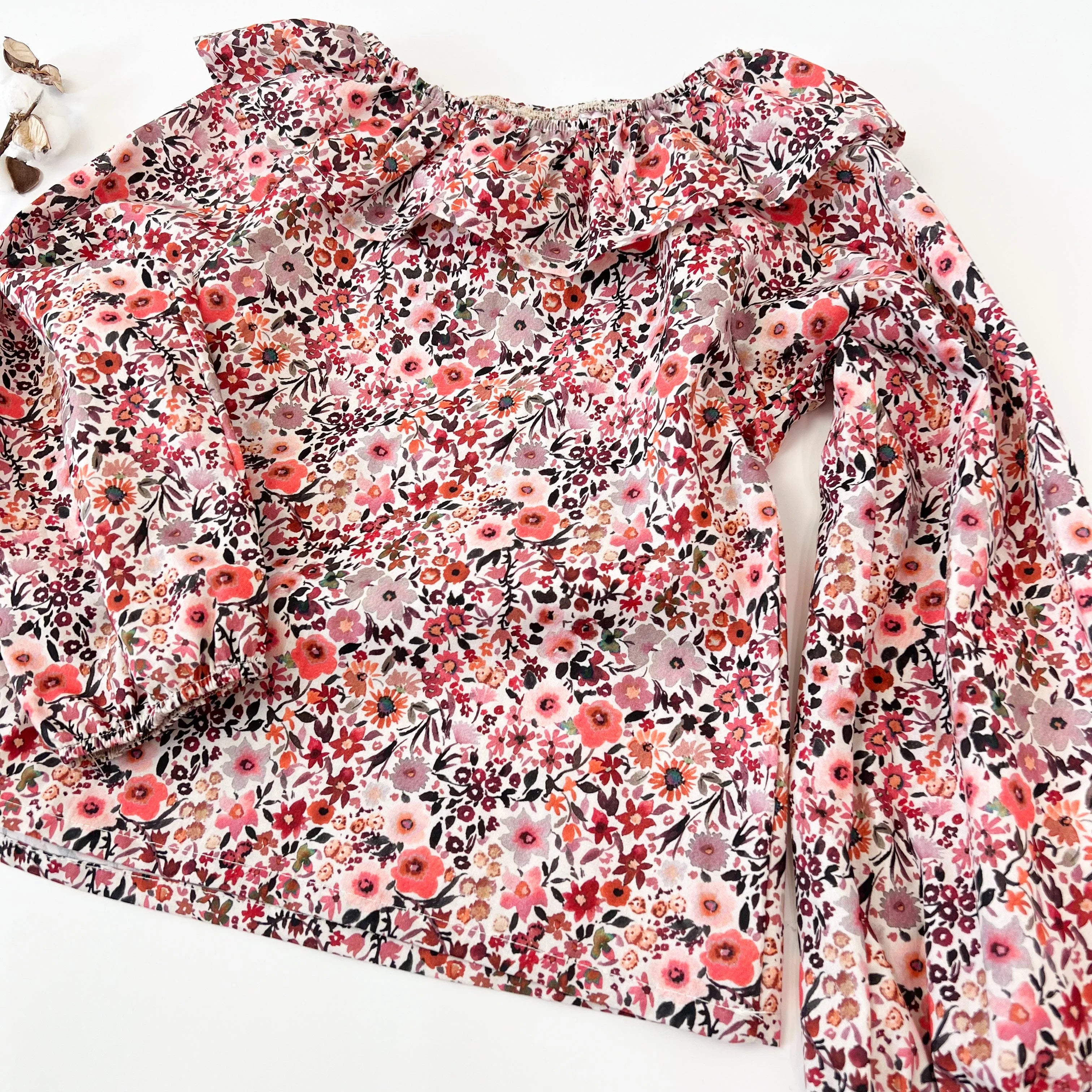 Bluse 100% Baumwolle Flowers coral