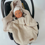 Einschlagdecke Teddy/Musselin beige