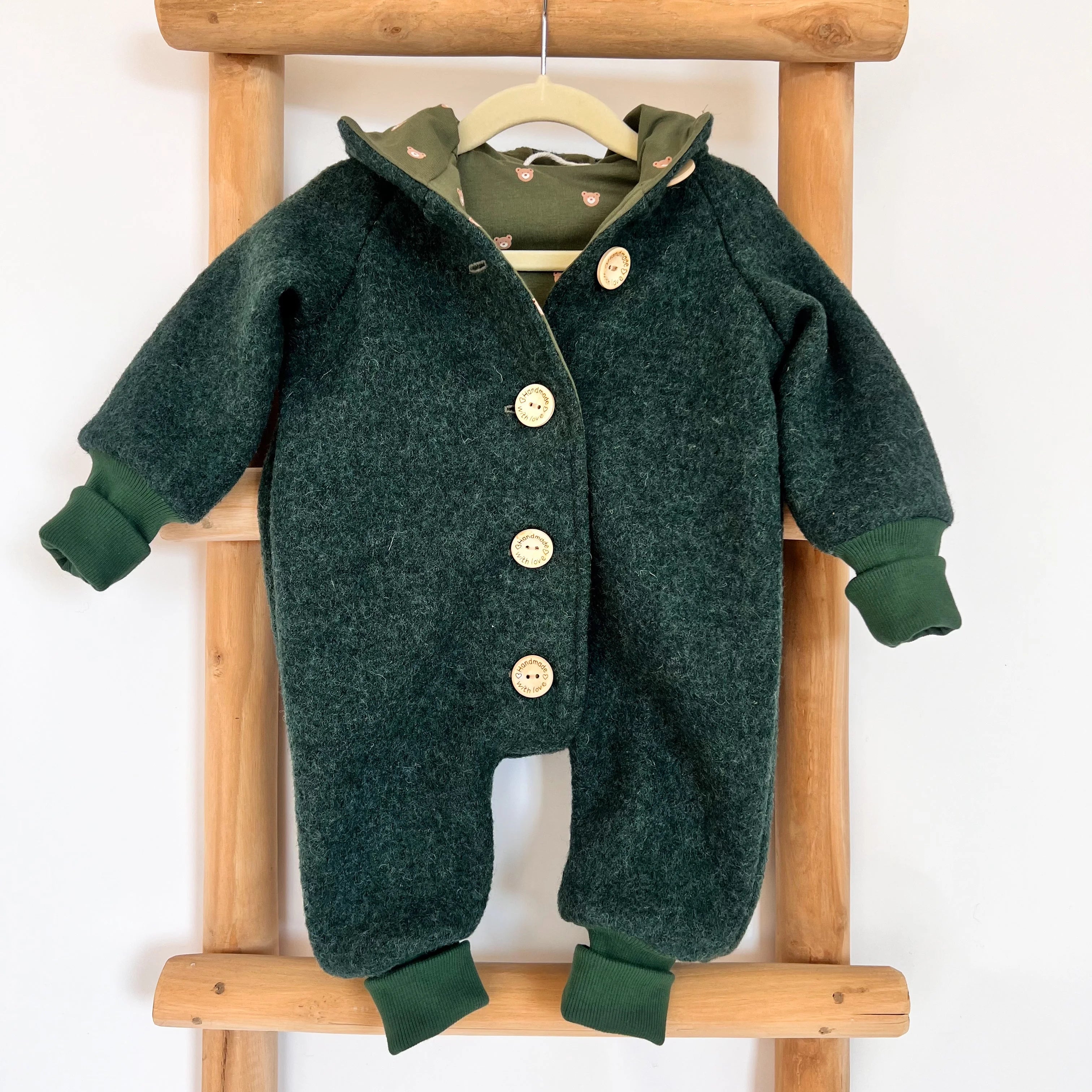Walkoverall, Winteroverall Grün/Bärchen